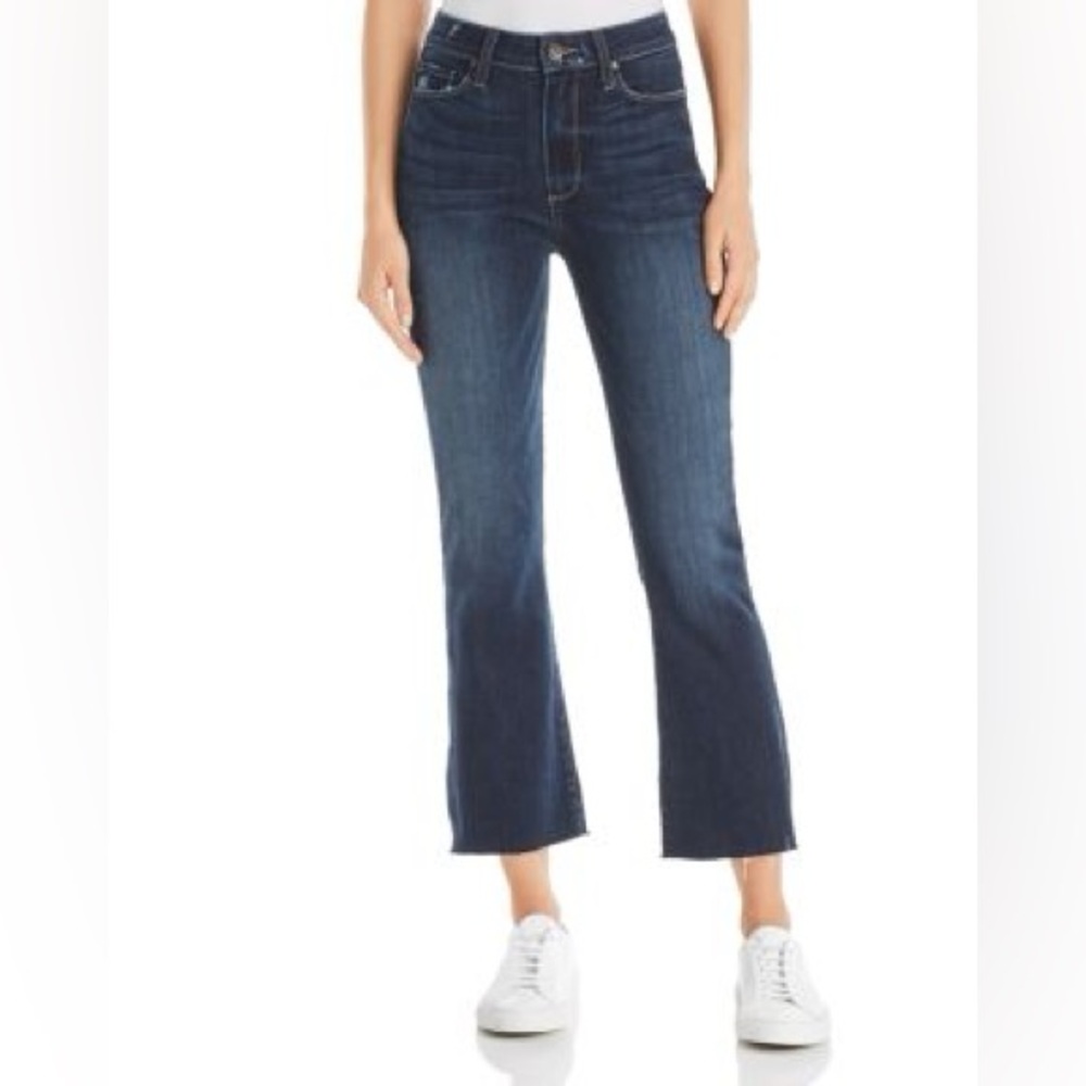 Paige Colette Crop Flare Jeans in Anza Blue.